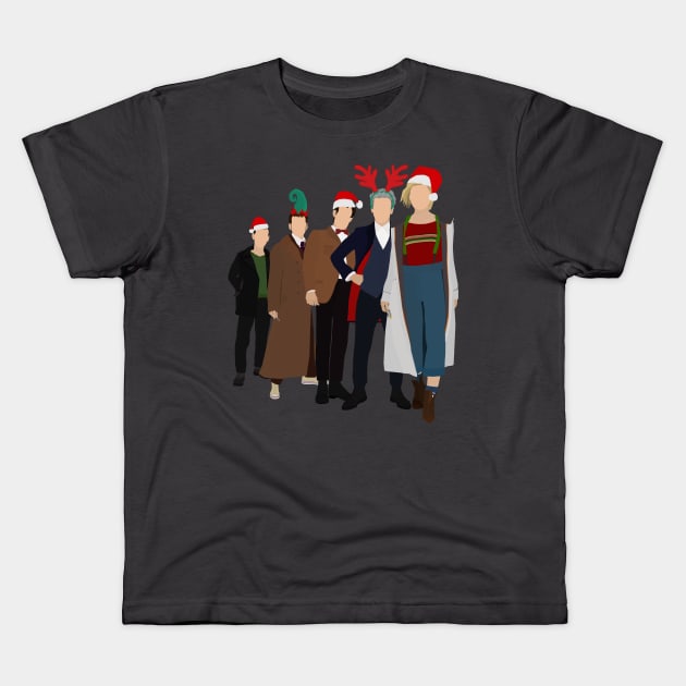 Doctor Who - Christmas - Modern Doctors - 9th, 10th, 11th, 12th, 13th Doctors! Kids T-Shirt by tardiswhovians